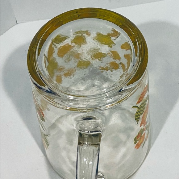 Vintage Large Heavy Glass Gingham “Flowers" Yellow Pitcher Kitchen Drinking - Picture 7 of 9